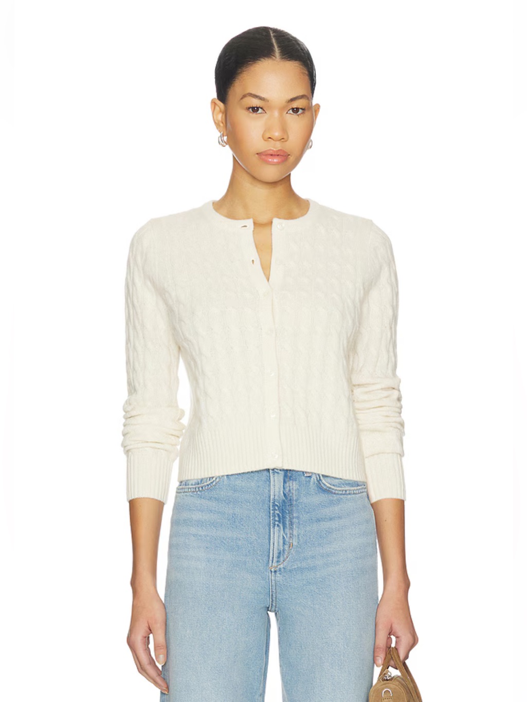 Joe’s Jeans The Dani Cable Sweater In Ecru 100% Cashmere Size S